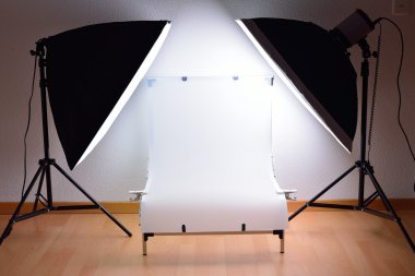 Shooting Table and studio lighting system clipart